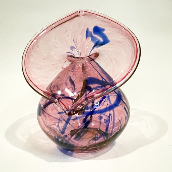 Signed Arte Vargas Jack In The Pulpit Art Glass Vase Made in Canada Purple Blue - Picture 1 of 7